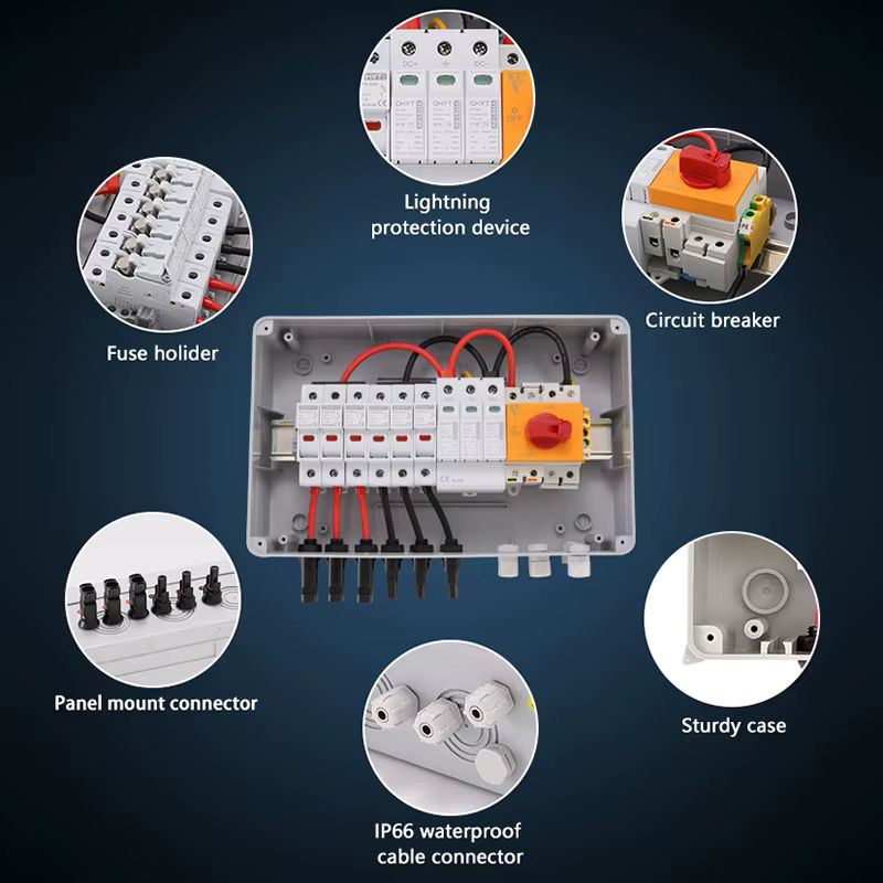 XIONGISOLAR DC Combiner Box IP65 Wasserdichter PV Solar Blitzschutz mit 3 String Trennschalter 1000V 3 Eingang 1 Ausgang - Bild 3
