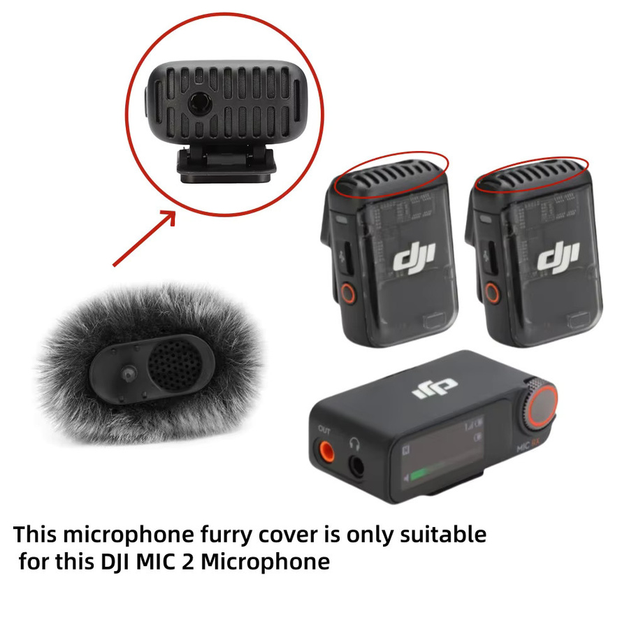 MovingMic Windschutzscheibe aus Fell für DJI MIC 2 Lavalier-Mikrofone in Schwarz - Bild 3