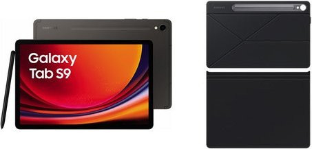 Samsung Galaxy Tab S9 WiFi Tablet 128GB mit Smart Book Cover, 11 Zoll Display, Graphit - Bild 1