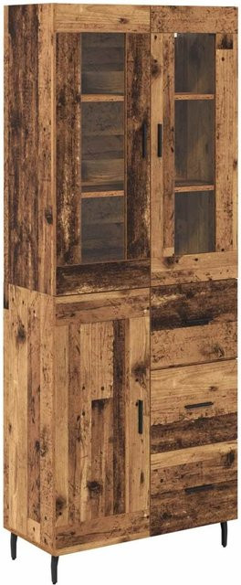 vidaXL Highboard 2-teilig in Altholz-Optik mit Glasfront und Schubladen, Braun, B/T/H: 180 x 34 x 60 cm - Bild 1