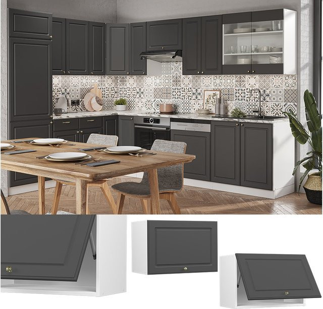 Vicco Hängeschrank Fame-Line Landhaus Weiß Anthrazit Gold B: 60 cm, T: 40 cm, H: 34 cm - Bild 1