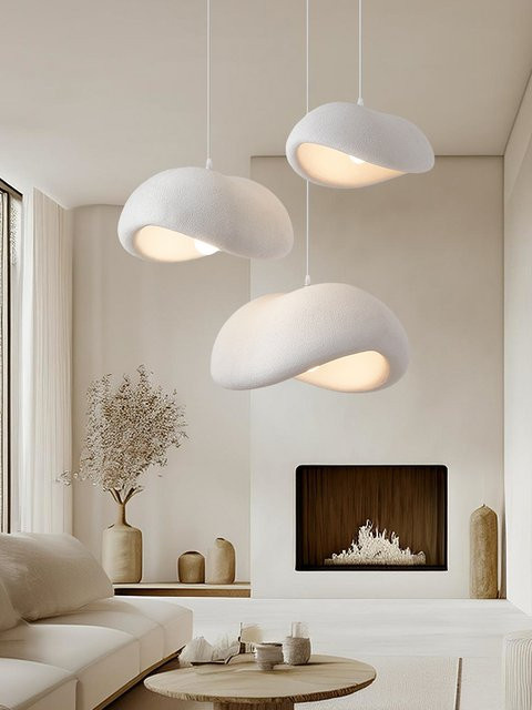 VIGOUS Wabi Sabi LED Pendelleuchte in Weiß für Wohnzimmer und Schlafzimmer - Bild 1