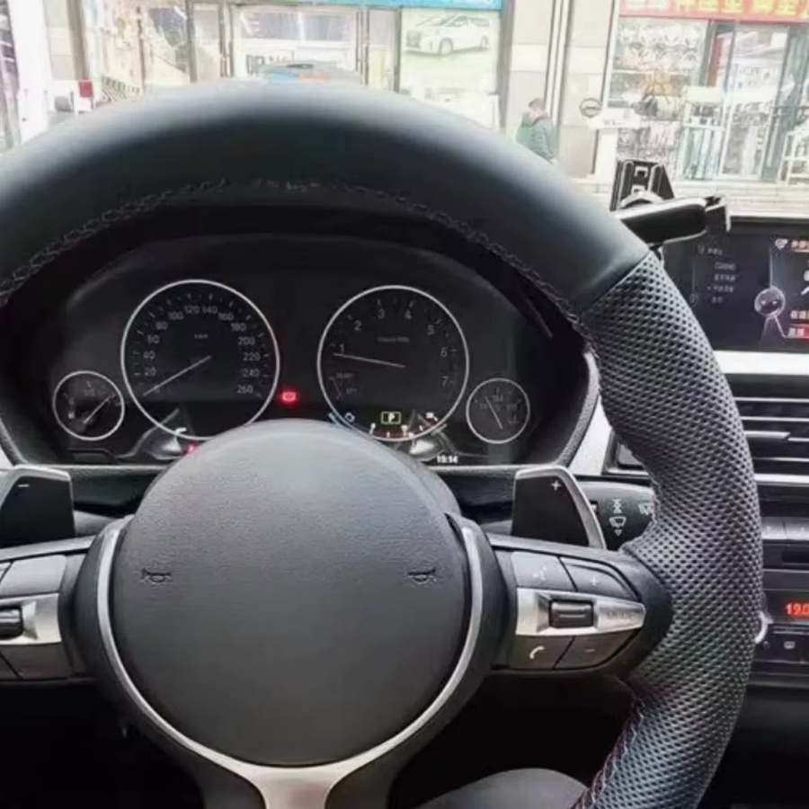 GNUPME Lenkradbezug aus Mikrofaser und Leder in Schwarz für BMW M Sport Modelle F30 F31 F34 F10 F11 F07 X3 F25 F32 F33 - Bild 2