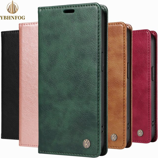 Lederne Brieftasche als Flip-Hülle für Xiaomi Redmi Note 10 11 12 13 14 Pro Plus mit Magnetischem Ständer in Gold - Bild 1