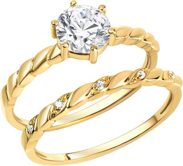 Zeeme Ring 925 Silber, vergoldet, Zirkonia weiß, Damen - Bild 1