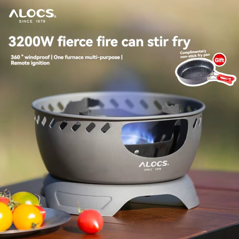 Alocs Outdoor-Gasherd für Camping und Kartenkocher, winddicht und feuerfest, Farbe: Grün - Bild 2