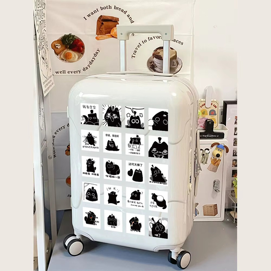 63 Stück schwarze niedliche Kätzchen Graffiti Aufkleber von Anime Worlds Store für Fahrrad, Notizbuch und Federmäppchen - Bild 3