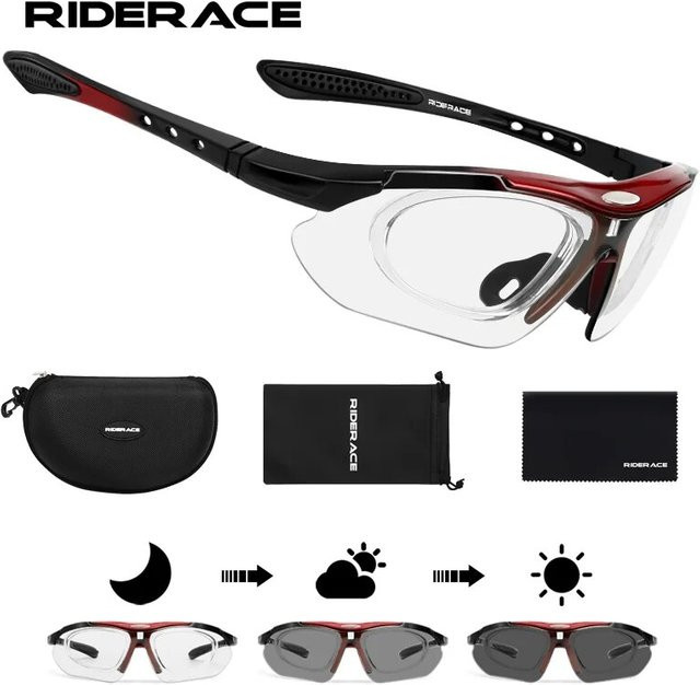 RIDERACE Sportsonnenbrille, semi_rimless, wrap, black, plastic - Bild 1