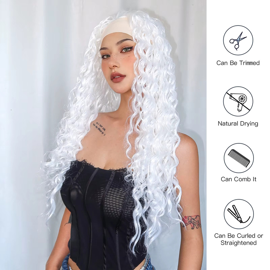 EASIHAIR Haarband-Perücke, weiß, lange gewellte Haare, Damen - Bild 2