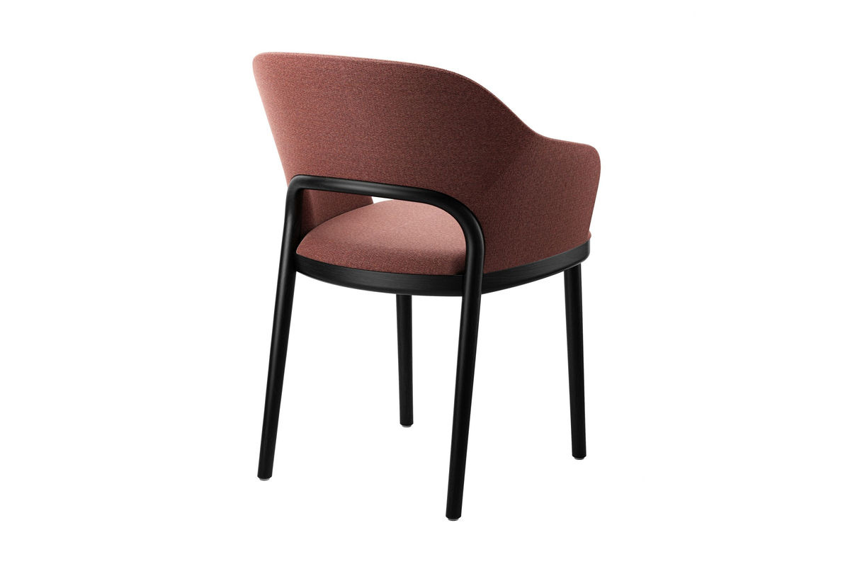 Thonet Stuhl 520 Pf in Pink mit Buchegestell und Stoffbezug - Bild 2