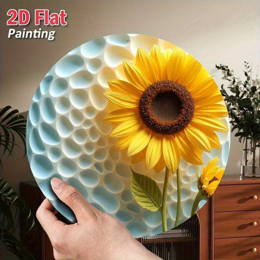 Rundes Aluminium-Wanddekor von Potdemiel mit Sonnenblumen-Motiv, Durchmesser: 20 cm - Bild 4