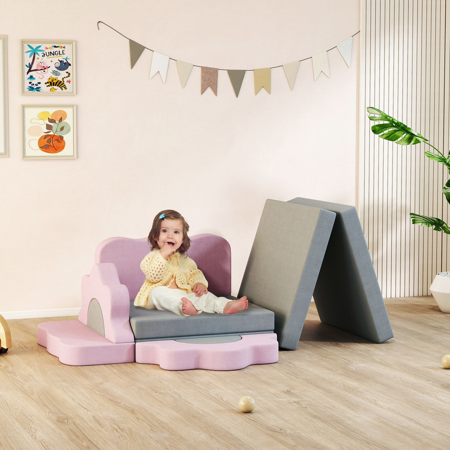 AIYAPLAY Softbausteine Set aus 12 Stück in Grau mit Cordoptik, Riesenbausteine für Kinder und Bällebad, H x B x T: 75 x 75 x 10 cm - Bild 2