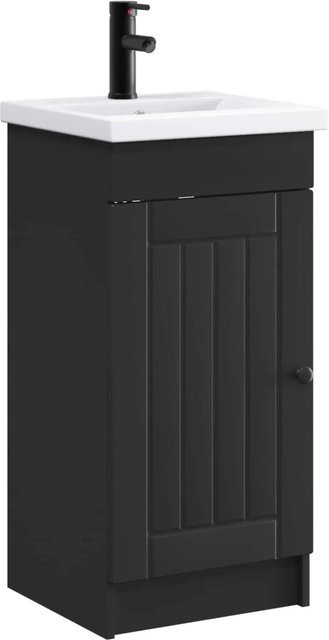 vidaXL Badezimmerschrank mit Waschbecken in Schwarz, modern und freistehend, B/T/H: 42 x 40 x 84,5 cm - Bild 1