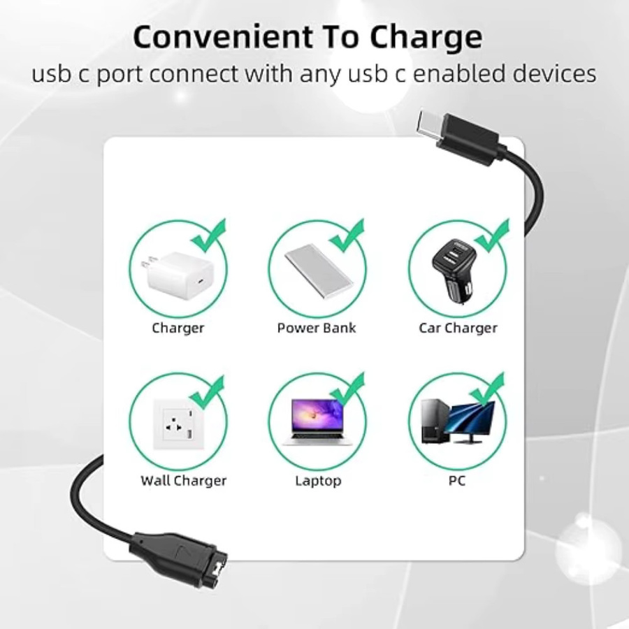 Ersatzladegerät USB-C Kabel für Garmin Tactix Charlie und Garmin BarkLimiter 2/2VT in Schwarz - Bild 2