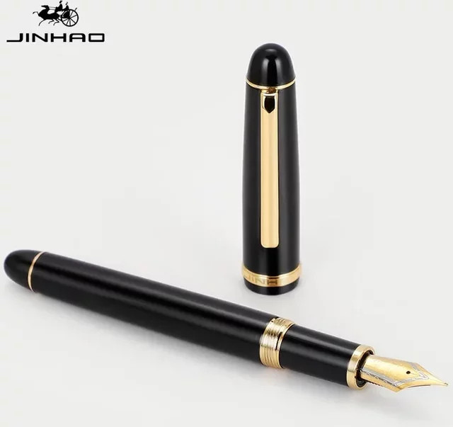 JINHAO X350 Füllfederhalter in Schwarz-Gold mit feiner und mittlerer Spitze für Business und Büro - Bild 1