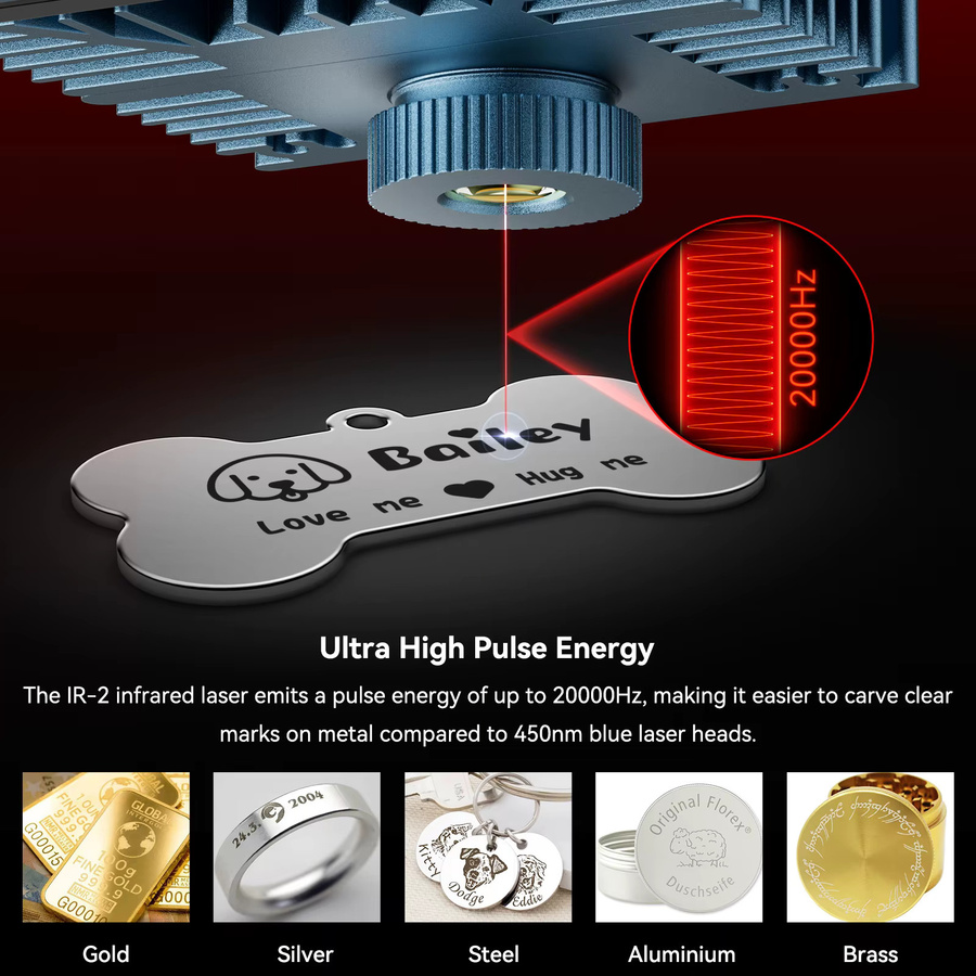 Sculpfun IR-2 Infrarot-Lasermodul 1064nm mit 2W Leistung und 0,03mm ultrafeinem Laserpunkt für die Gravur von Kunststoff und Metall - Bild 3