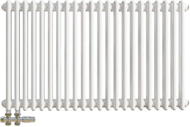 Duschparadies Traditioneller Heizkörper in Gusseisen-Optik mit 2 Säulen, Weiß, H: 101,0 cm, B: 60,0 cm - Bild 1