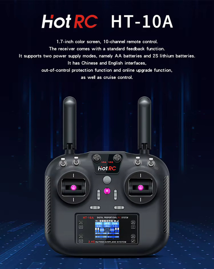 HotRC HT-10A 2,4G 10-Kanal Multifunktionaler Sender mit F-10A Empfänger, Fernbedienung - Bild 2