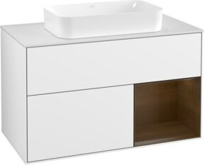 V&B Waschtischunterschrank Finion 100 mit Wandbeleuchtung in Weiß lackiert - Bild 1