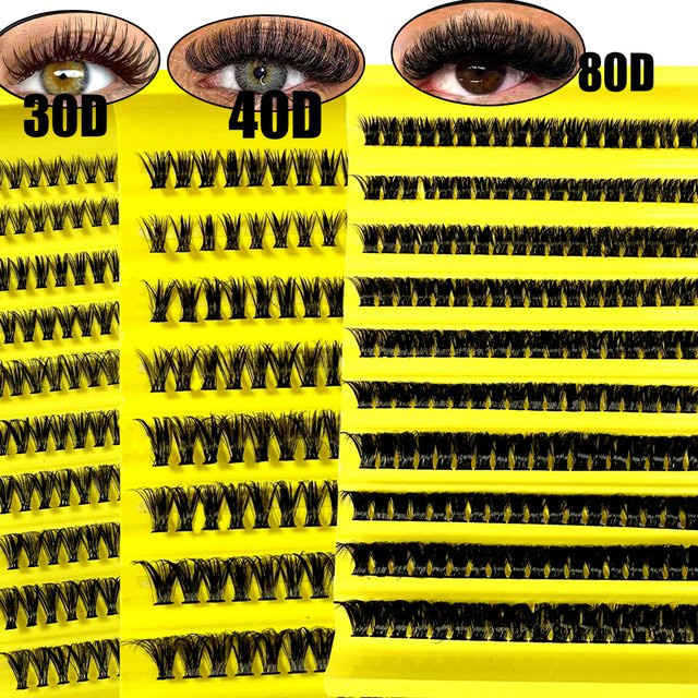 LYBCG Wimpernverlängerungsset, 200 Wimperncluster, D Curl, Black, Unisex - Bild 1