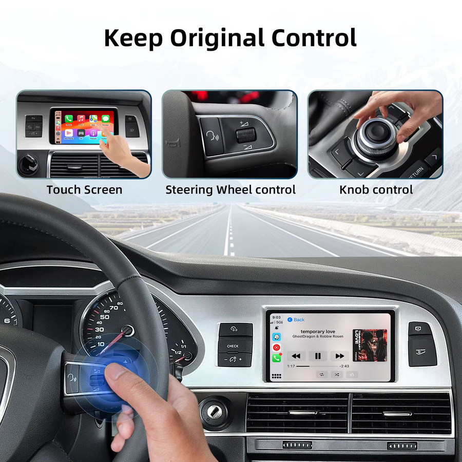 ANYFAR Kabelloses CarPlay und Android Auto Nachrüstkit für Audi A6 und Audi Q7 2009-2015, MMI 3G Decoder-Box mit 6,5 Zoll oder 7 Zoll Bildschirm, Schwarz - Bild 6
