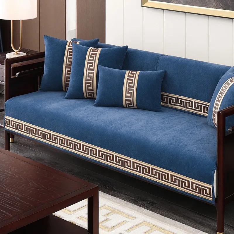 Your Warm Home Chenille Sofabezug Blau, rutschfester und waschbarer Sofadecke mit Steppmuster, B/H: 70 x 120 cm - Bild 2