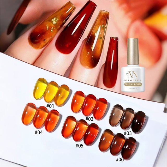MIANEL Jelly Gel Nagellack, Eisiger Karamell, 10 ml, Glänzend - Bild 1