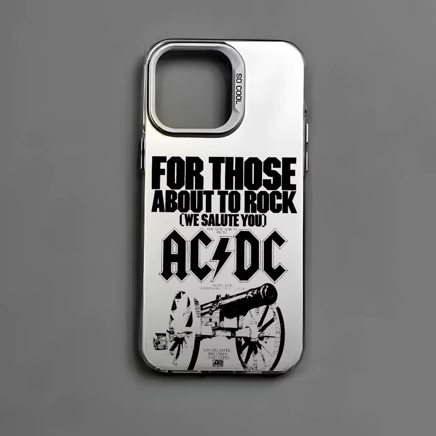 Band A-AC ROCK DC-Logo Handyhülle für iPhone 11 bis 16 Pro Max, Schwarz Matt mit Mehrfarbig Laser Metallic Aurora Effekt - Bild 2