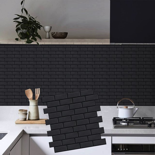 Vividtiles Selbstklebende Küchenfliesen Tapete im Bauernhaus-Design, Schwarz - Bild 1