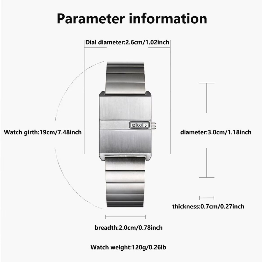 ZBJP Armbanduhr Digital, Quarz, Edelstahl, Eckig, Silber, Unisex - Bild 6