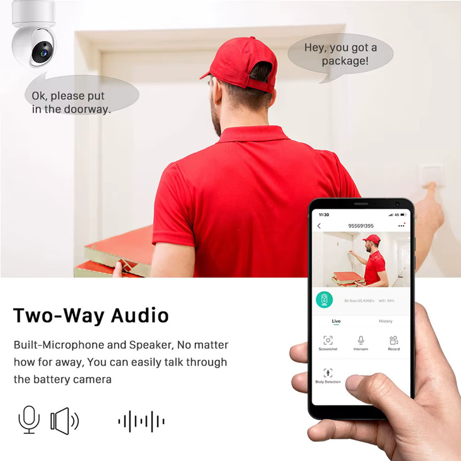 HAMROLTE Mini PTZ IP Kamera mit 3MP 2K Auflösung, WiFi, Auto Tracking, Zwei-Wege Audio und Bewegungserkennung in Weiß - Bild 4