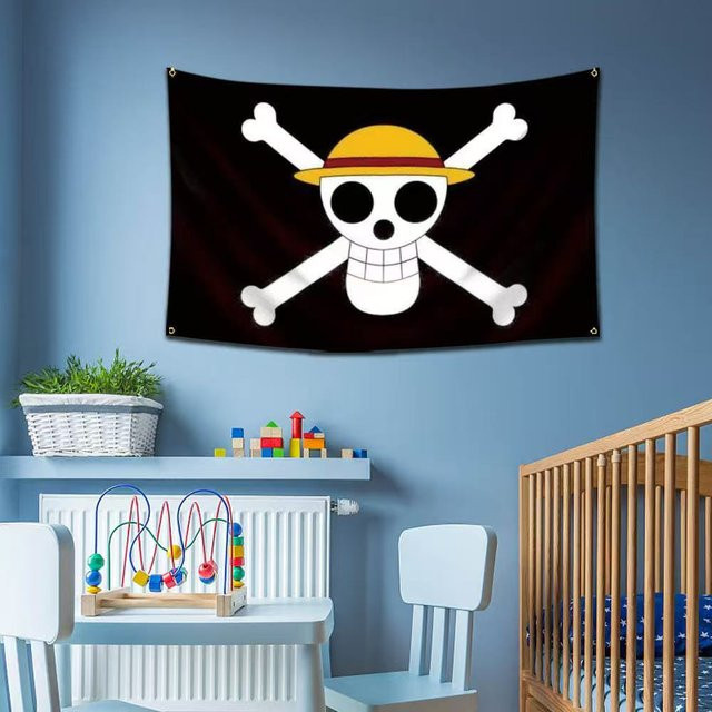Bandai One Piece Piraten-Schädel-Flagge Wanddekoration Schwarz B: 150 cm, H: 90 cm - Bild 1