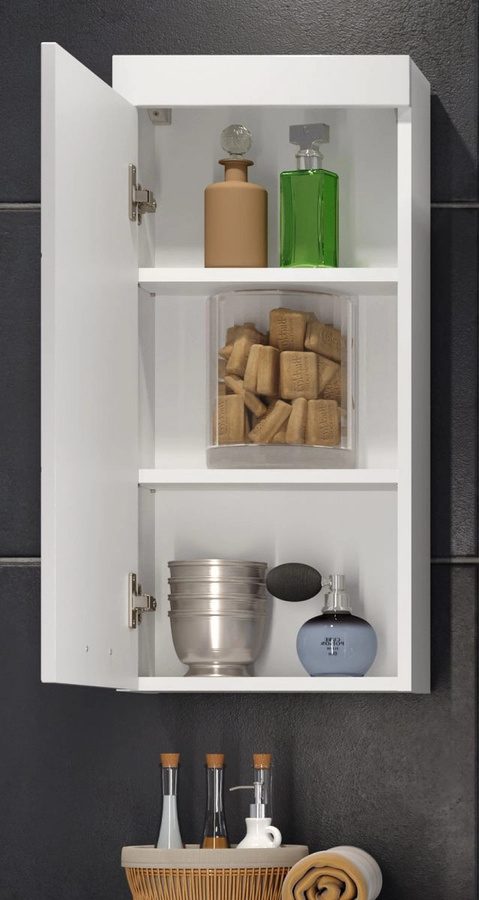 Badezimmer Hängeschrank Aura in Weiß Hochglanz mit LED-Beleuchtung, B/H: 35 x 75 cm - Bild 3