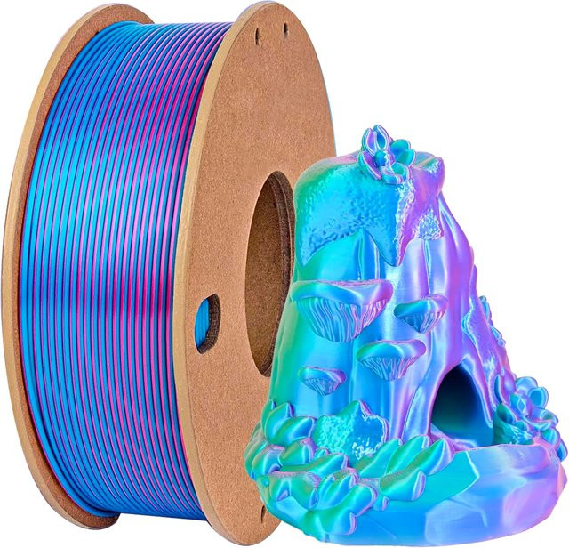 BING3D Seide PLA Filament 1,75mm Dreifarbig Regenbogen Himmelblau und Rosenrot für FDM 3D-Drucker - Bild 1