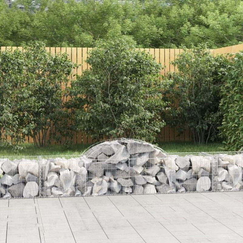 Vidaxl Gabionen mit Hochbogen aus verzinktem Eisen in Silber, 18 Stück, B/T/H: 200 x 50 x 40/60 cm - Bild 1