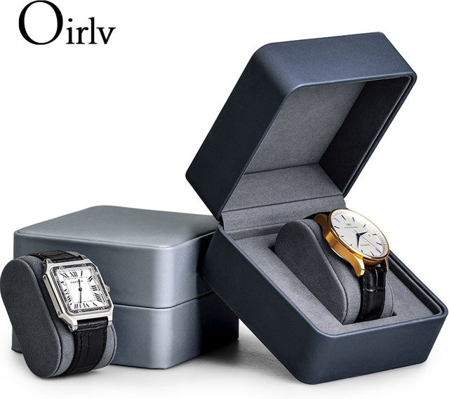Oirlv Uhrenbox aus PU-Leder in Light Grey als minimalistischer Uhren-Organizer und Schmuck-Display - Bild 1