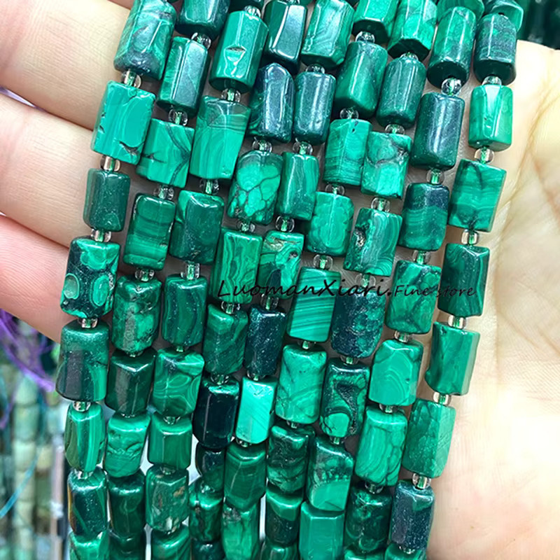 LUOMAN XIARI Distanzperlen Grüner Malachit, 8x12mm, Zylinder - Bild 2