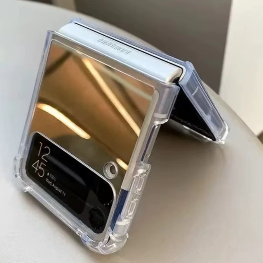 Luxus Slim Make-Up Spiegel Schutzhülle als harte Telefon Case für Samsung Galaxy Z Flip 3 4 5 6 7 FE 5G in Gold - Bild 4
