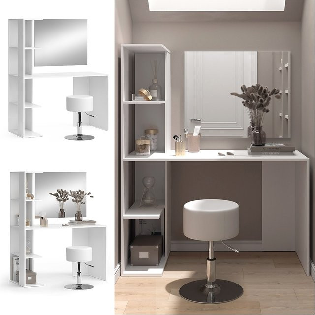 Vicco Schminktisch Tower Weiß mit Spiegel und Hocker, B/T: 122 x 55 cm - Bild 1