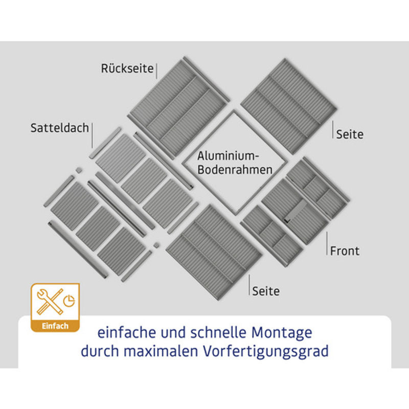 Ecostar Gerätehaus Trend-S aus Metall in Grau mit B/H/T: 238 x 216 x 238 cm - Bild 2