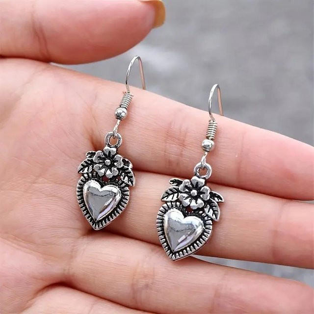 YIRAN Jewelry Hängeohrringe, Blumen-Herz-Design, Damen, weiß - Bild 1
