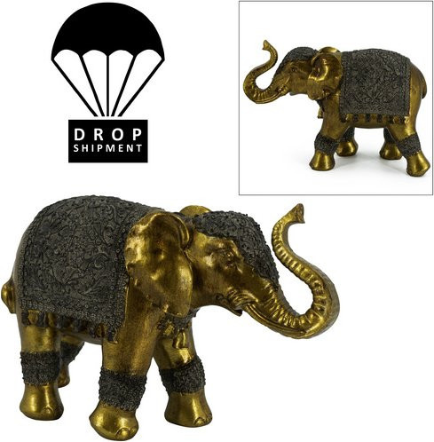 NOOR living Dekofigur Elefant in Gold und Grau aus Magnesia - Bild 1