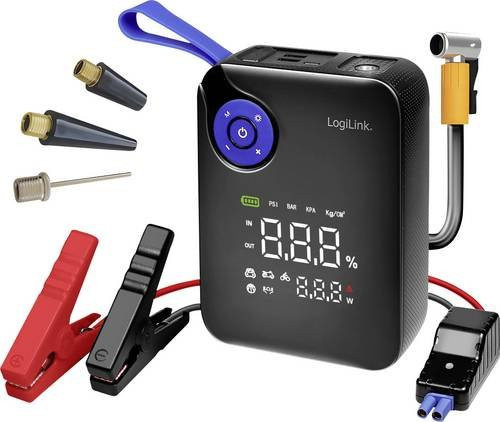 LogiLink PA0358 Starthilfegerät in Schwarz mit USB-A Anschluss - Bild 1
