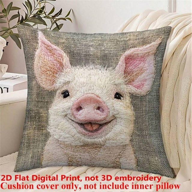 VIKAMA Kissenbezug mit Tierprint und Stickerei aus Kunstleder in Beige, B/H: 50 x 50 cm - Bild 1