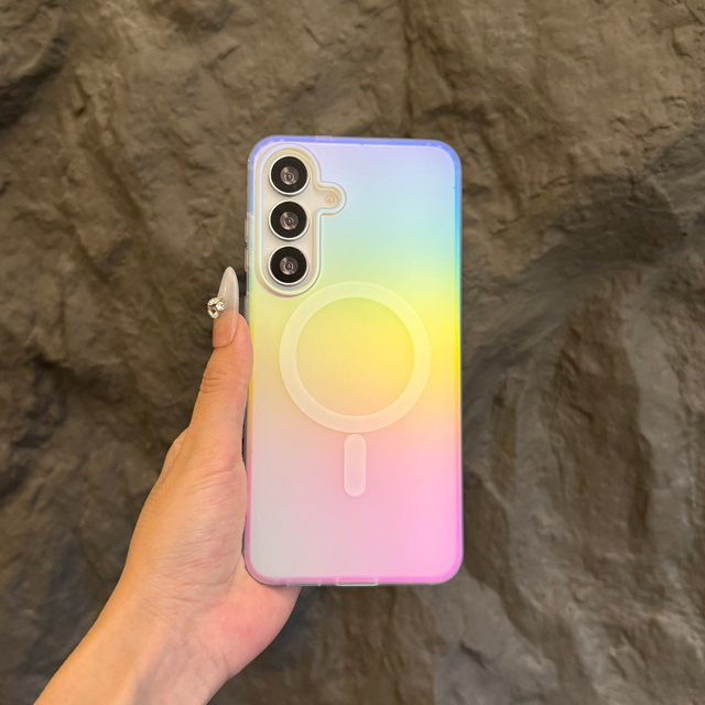 Magnetische Handyhülle Gradient Rainbow Laser Hard Cover für Samsung Galaxy S25 FE, S24 Ultra, S23 Plus und S25 Edge in Multicolour mit Wireless Charging Unterstützung - Bild 1