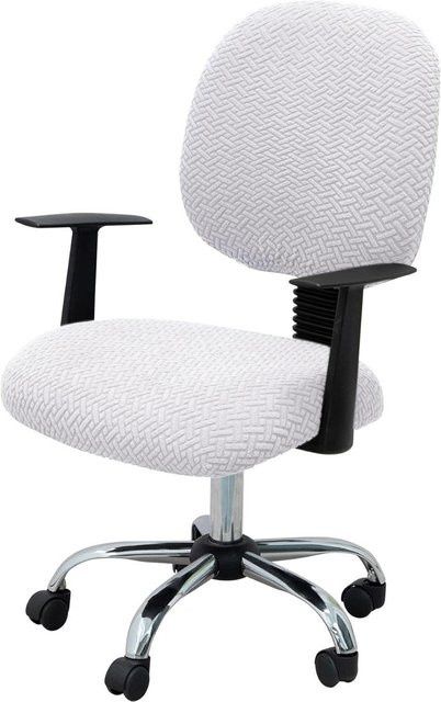Waschbare Jacquard Bürostuhl Hussen für Schreibtischstühle und Drehstühle, dehnbar und abnehmbar, Farbe: Weiß - Bild 1