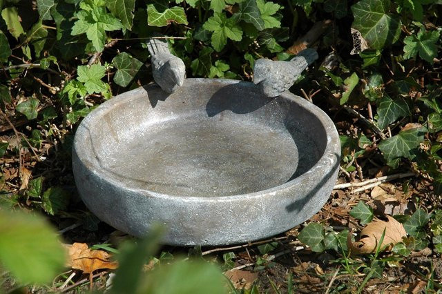 Dobar Vogeltränke Pool-Oase aus Keramik in Grau, B/T/H: 24,5 x 24,5 x 5,5 cm - Bild 1