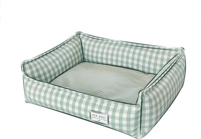 Fishine Hundebett aus Stoff in Hellgrün mit abnehmbarem Bezug und rutschfester Unterseite, rechteckiges Welpenbett für kleine und mittelgroße Hunde und Katzen, B/T: 50 x 40 cm - Bild 1