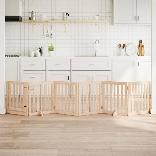 Vidaxl Faltbare Hundetür aus Holz in Beige mit 6 Paneelen, Breite: 300 cm - Bild 1