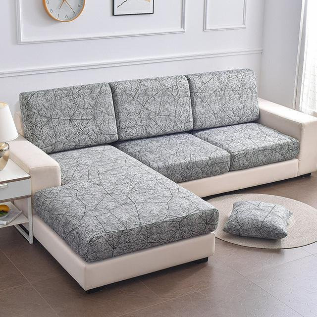 FORTUBI Elastischer Sofa-Sitzkissenbezug mit Blumenmuster, abnehmbarer Schonbezug aus Polyester, Mehrfarbig, für rechteckige Kissen, 45-60 cm - Bild 1